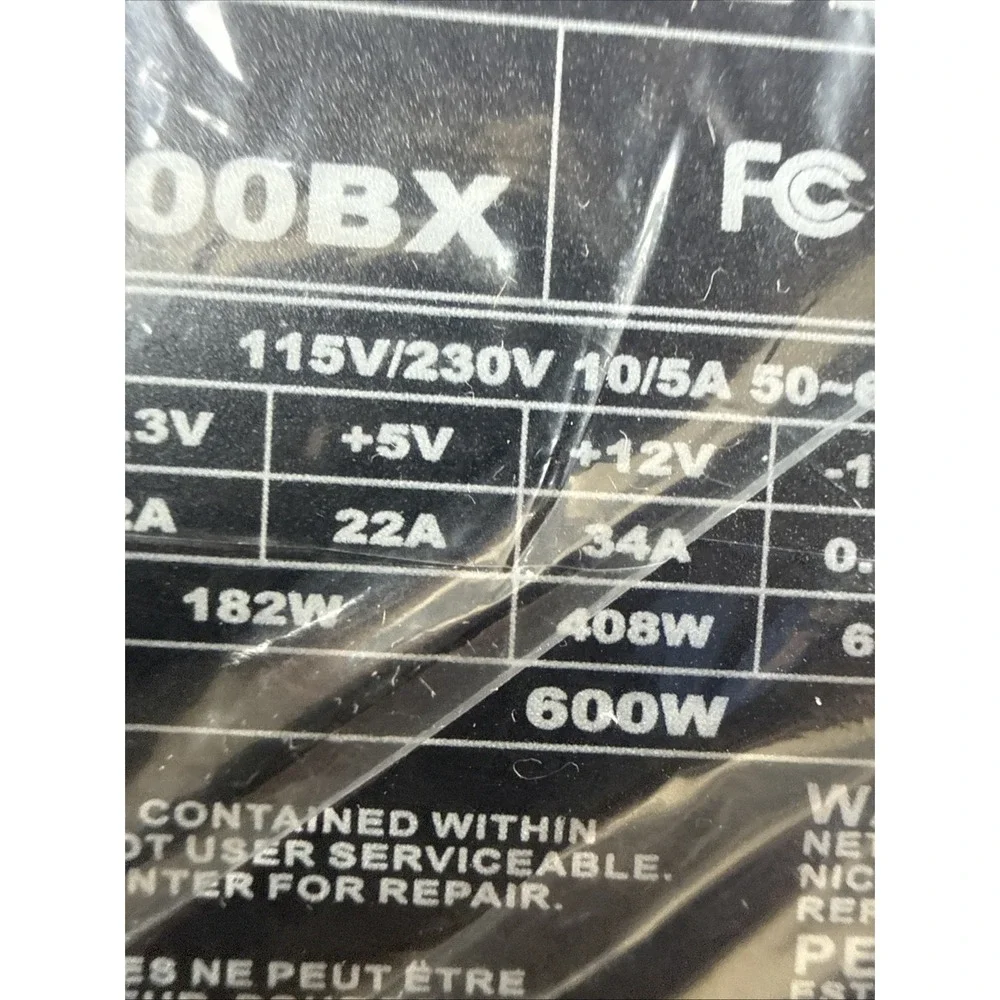 Solid‎ Gear Basix Power Supply SDGR-600BX SATA 600W 120mm Cooling Fan{CC}